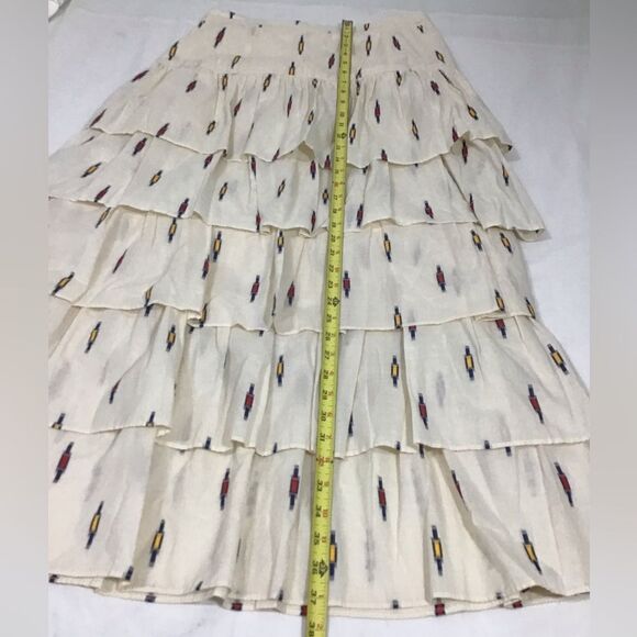 A Loves A Cream Tiered Maxi Skirt Boho Style New Size Large - Picture 10 of 11